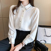 Spring And Autumn White Chiffon Long Sleeve Design Sense Niche Inner Bottoming Top Formal Shirt For Women