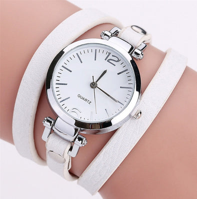 Women's Circle Bracelet Watch PU Strap Simple Alloy Small Dial Women's WatchM