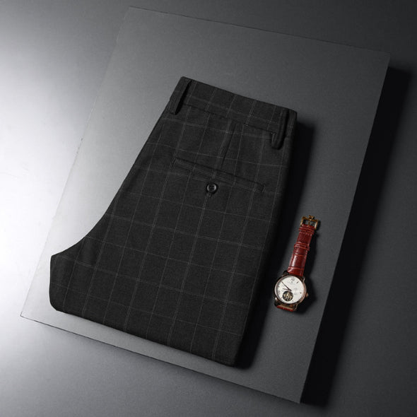 Men's Casual Business Plaid Trousers