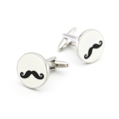 Metal Copper Round Black Beard Cuff Links