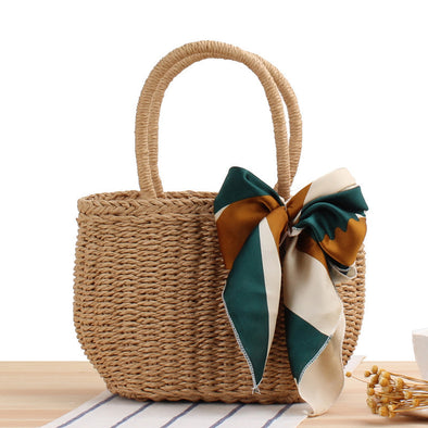 Hand-Woven Bags, A New Korean Vversion Of Handmade Straw Woven Bags, Holiday Beach Woven Handbags, Leisure