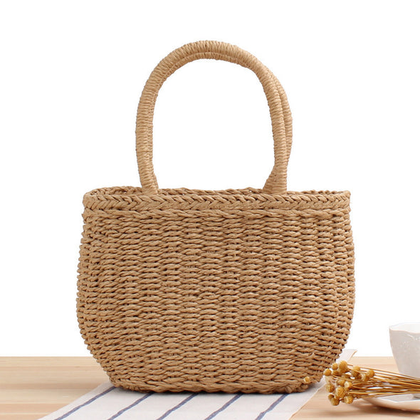 Hand-Woven Bags, A New Korean Vversion Of Handmade Straw Woven Bags, Holiday Beach Woven Handbags, Leisure