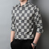 Fashion Personality Plaid Top Men's Lapel Long Shirt