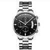 Men''s Stainless Steel Watches with Business Leisure Calendar Quartz Watches Waterproof Black Refined Steel Watches