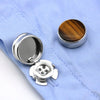 [Illegal Button] Men's Round Carbon Fiber Cufflink