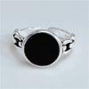 S925 Silver Black Dot Epoxy Round Open Ring Female Japanese And Korean Style Mori Personality Distressed Chain