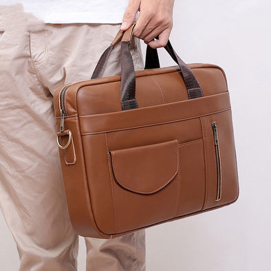 Simple Casual Men's Real-leather Handbag