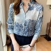 Printed Lapel Shirt Long-sleeved Loose Chiffon Top