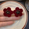 Flower Rhinestone-embedded Stud Earrings For Women