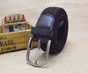 Men's Leather Canvas Woven Belt