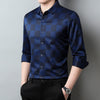 Fashion Personality Plaid Top Men's Lapel Long Shirt