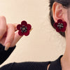 Flower Rhinestone-embedded Stud Earrings For Women