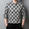 Fashion Personality Plaid Top Men's Lapel Long Shirt