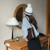 Oil Wax Leather Shoulder Messenger Bag Retro Simple Bucket Bag