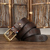 Retro Laser Engraving Men's Cowhide Brass Buckle Belt