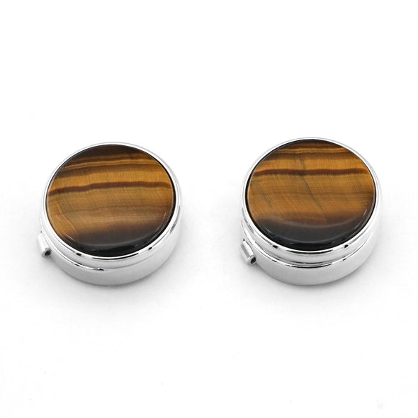 [Illegal Button] Men's Round Carbon Fiber Cufflink