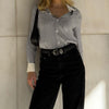 Women's Striped Lapel Shirt Blouse For Commuting