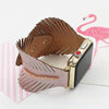 Patchwork Leather Strap Sweet Feather Leaf