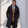 Mid-length Double-breasted Men's Slim-fit Woolen Coat