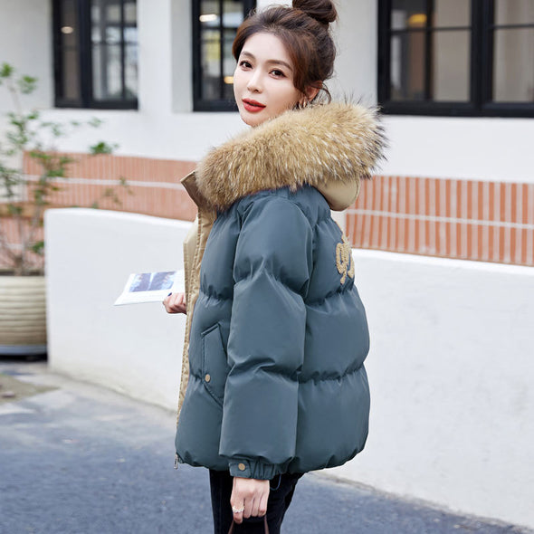 Women's Winter Korean Style Loose Mid-length Small Student Thickened White Duck Down Coat