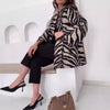 Women's Striped Printed French Lapel Suit Jacket