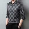 Fashion Personality Plaid Top Men's Lapel Long Shirt