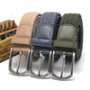 Men's Leather Canvas Woven Belt