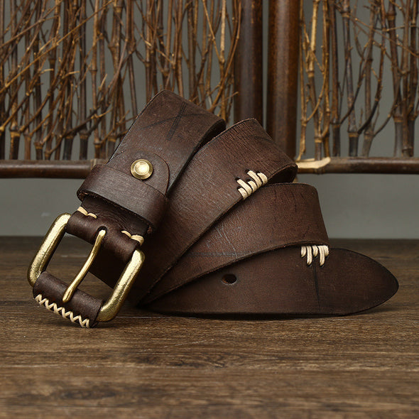 Handmade Retro First Layer Cow Leather Belt