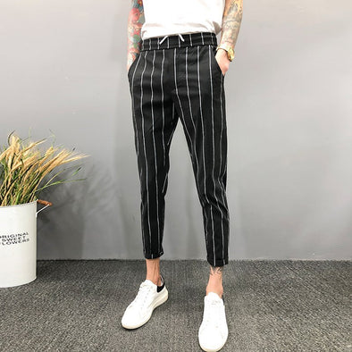 Striped Casual Slim Fit Spring And Autumn Ankle-length Pants Slimming