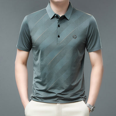 Lapel Ice Silk Polo Shirt Men's Business Plus Size