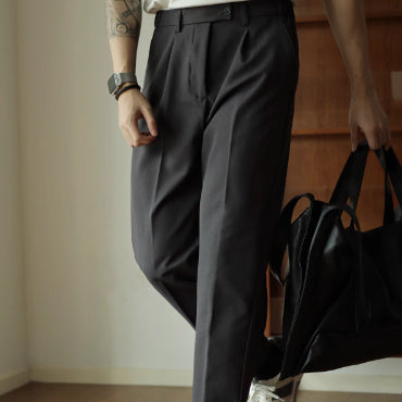 Straight Casual Draping Cropped Suit Pants