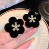 Flower Rhinestone-embedded Stud Earrings For Women